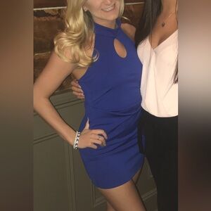 Chic One-Shoulder Blue Dress